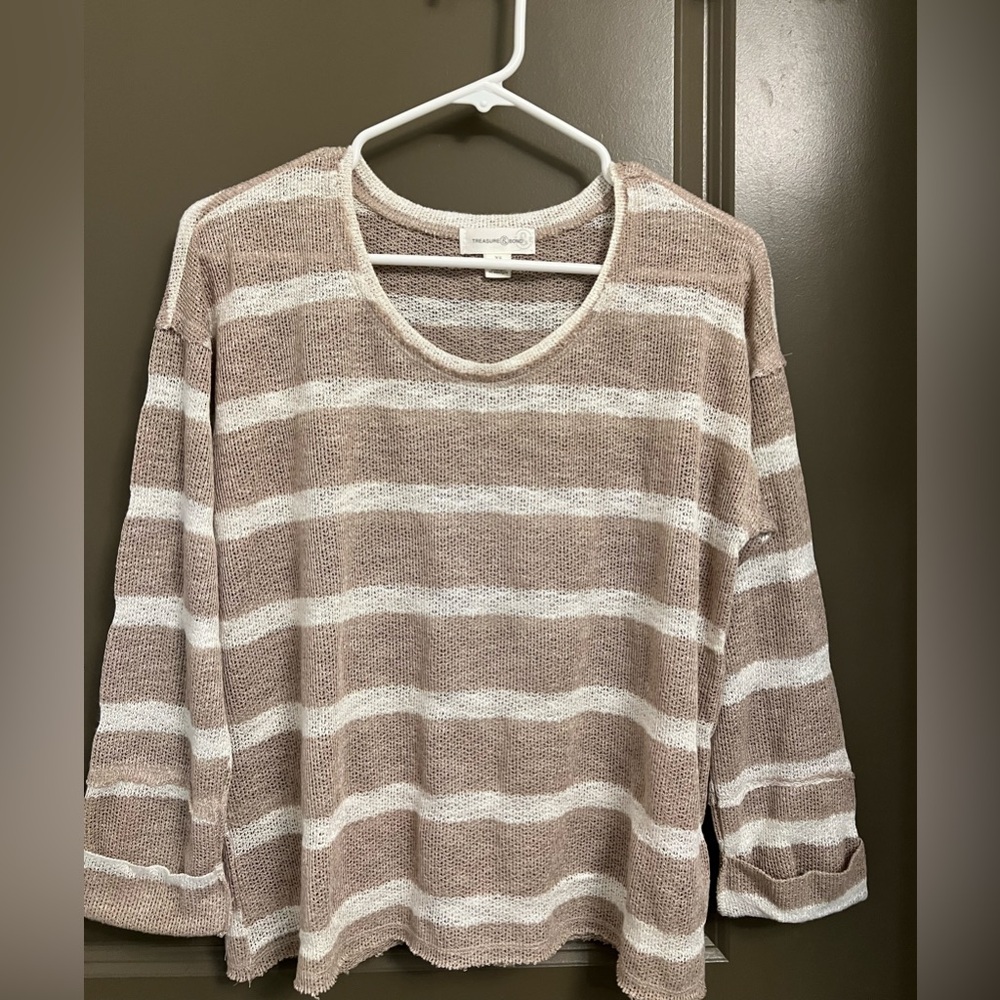 Treasure & Bond Tan and White somewhat sheer Sweater